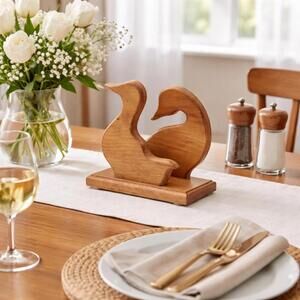 Vintage Hand-Carved Wooden Duck Napkin Holder | Cutting Board or Tray Stand